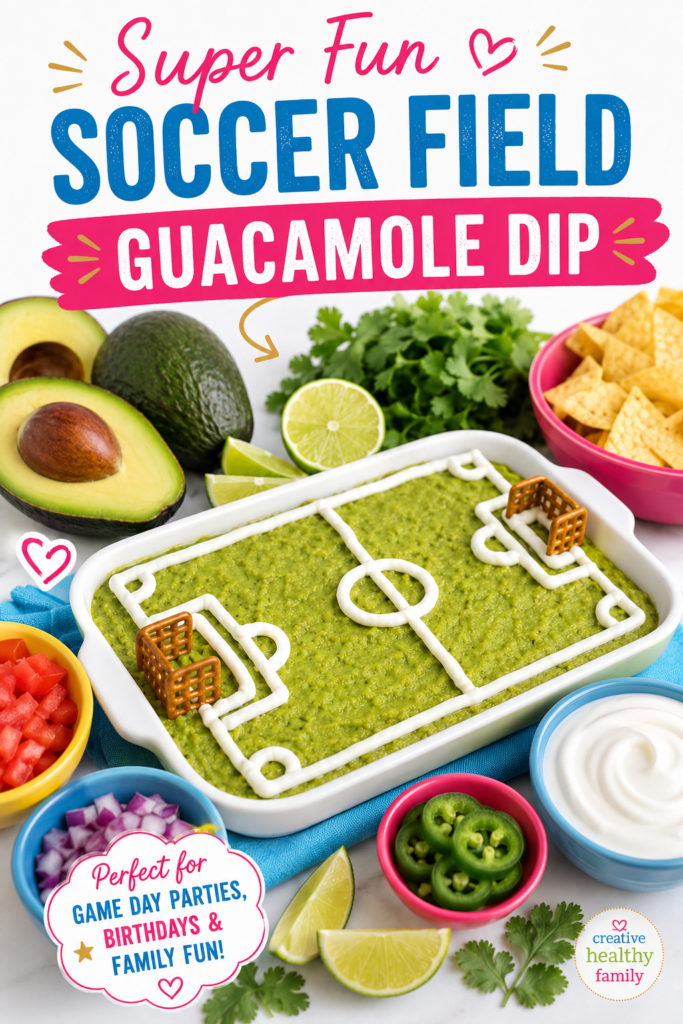 main image soccer field guacamole dip idea