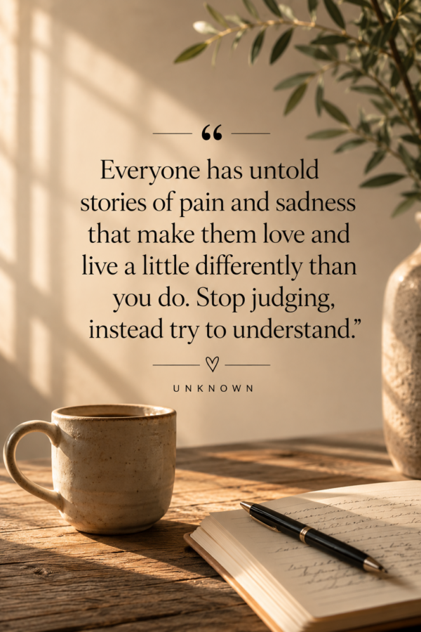 stop assuming and don't judge but try to understand quote