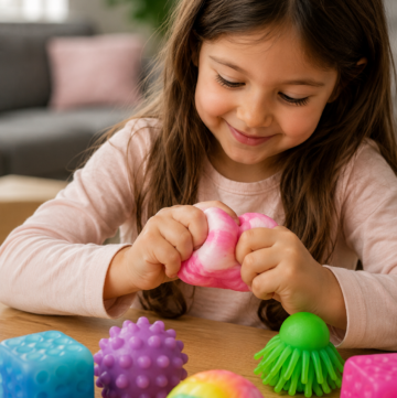 girl playing with squishies