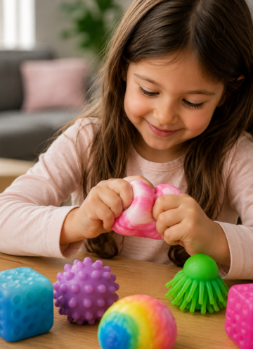 girl playing with squishies