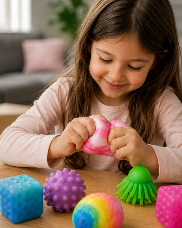 girl playing with squishies